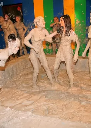 Kinky european babes with petite bodies are into messy mudwrestling