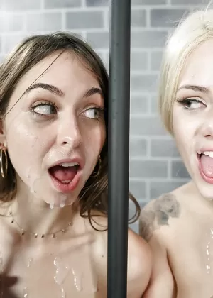 Тюремный трах втроем с великолепной блондинкой с крошечными сиськами Энджи Кокс