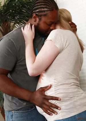 Chunky blonde amateur being force fed a thick black cock